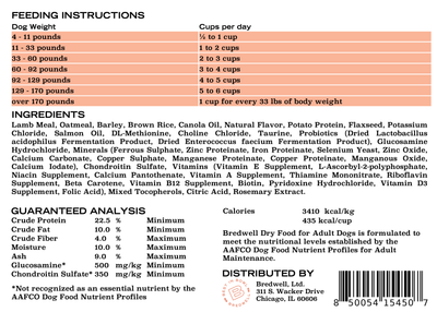 Bredwell Bits - Adult Lamb Dry Dog Food, 33 lbs | Label Zoom