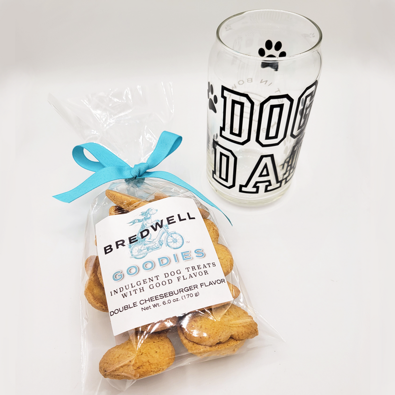 Bredwell Dog Dad Set - Beer Glass and Double Cheeseburger Treats (6 oz)