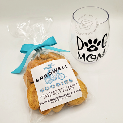 Bredwell Dog Mom Set - Wine Glass and Double Cheeseburger Treats (6 oz) | Set