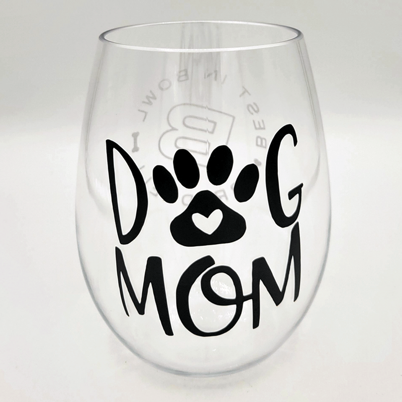 Bredwell Dog Mom Set - Wine Glass and Double Cheeseburger Treats (6 oz) | Wine Glass Front