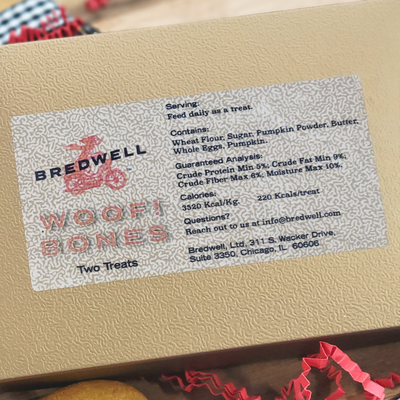 Bredwell Woof Bones - Cookies for Dogs (2-Pack) | Ingredient Label